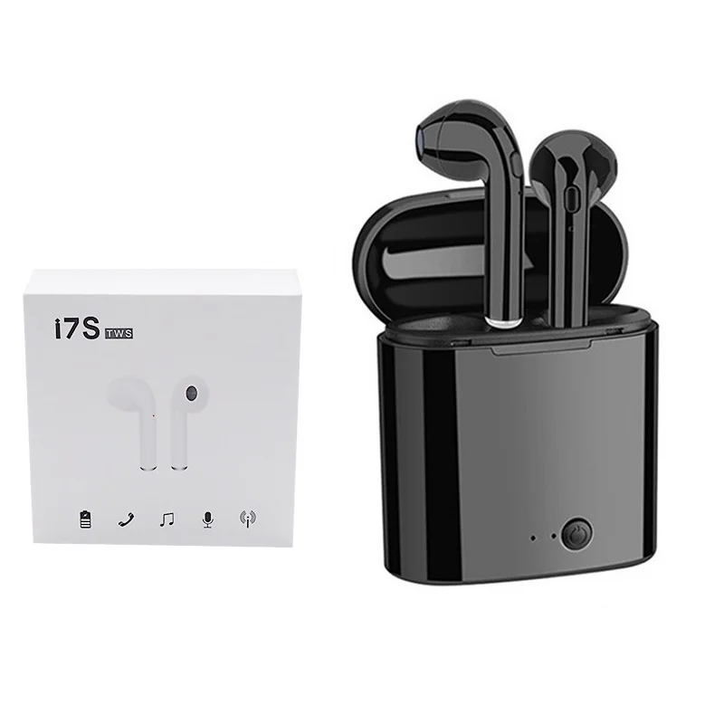 Black I7s tws беспроводные наушники Bluetooth наушники i7 наушники с зарядкой и бумажной коробкой для Apple наушники для телефона Xiaomi Bluetooth на воздушном самолете - Цвет: Black
