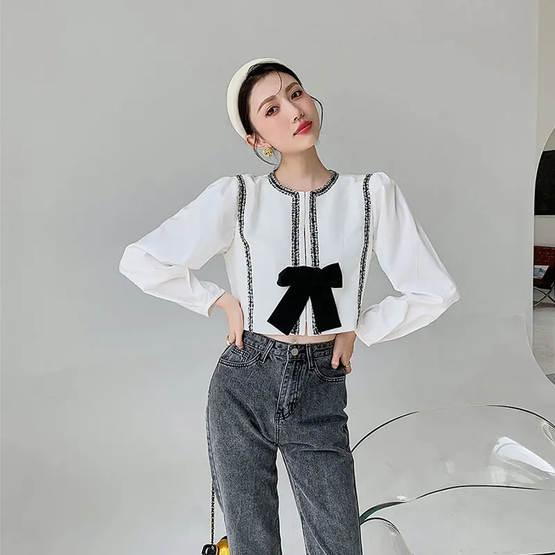 

Платье-жилет, не оригинальная продукция, комплект из двух предметов в стиле пэчворк короткая блузка Топы контрастных Цвет с милыми бантикам...