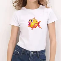 lovely interesting fish printed t shirt harajuku aesthetic tshirt funny ulzzang graphic hip hop female
