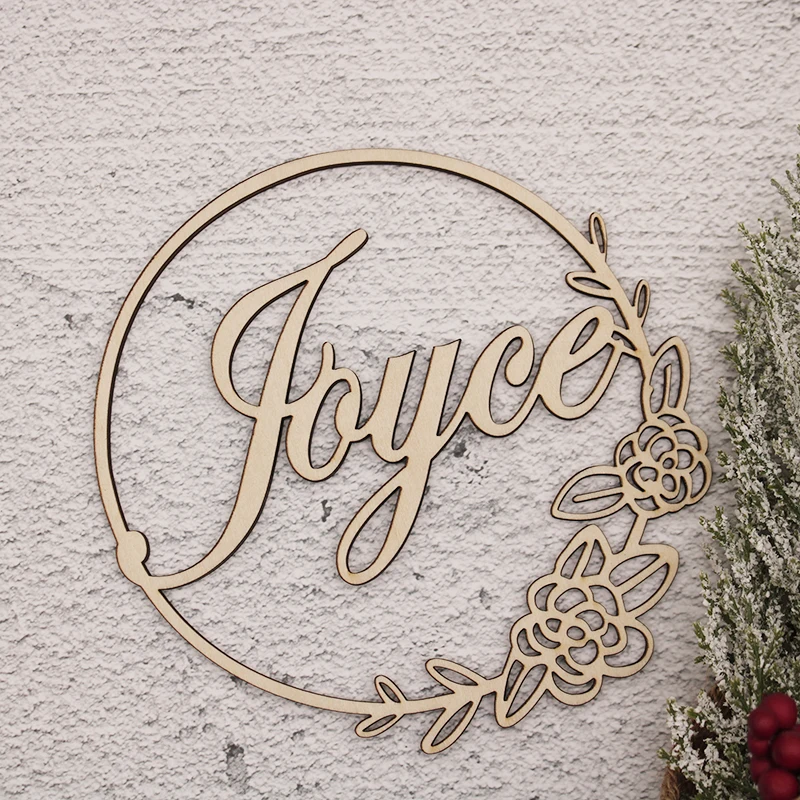 Различные размеры персонализированный круглый полуцветочный знак деревянный