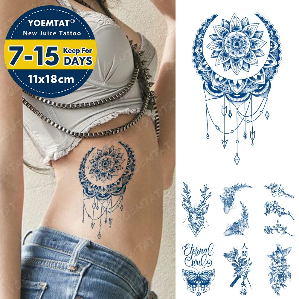 

Juice Lasting Waterproof Temporary Tattoo Sticker Mandala Rose Butterfly Flash Full Tattoos Ink Body Art Fake Tatto Men Women