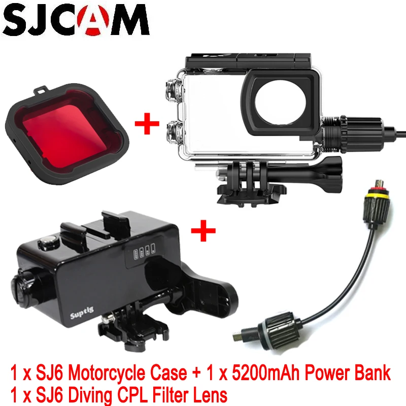 Option 3 SJCAM SJ6 мотоциклетный Водонепроницаемый чехол с зарядным кабелем для SJ6 Legend/SJ6 Legend Air Action camera для мотоциклетного шлема Sport - Цвет: Option 3