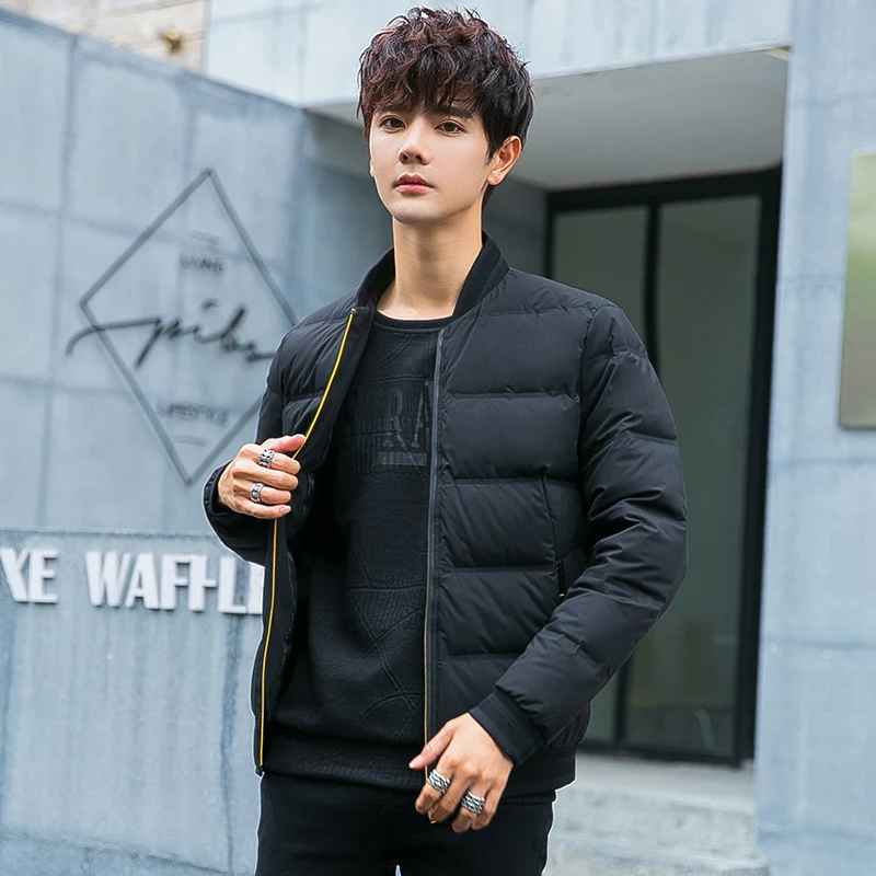 Mens down jacket  the winter trend simple warm casual and  comfortable jackets lightweight hoods heavy coats