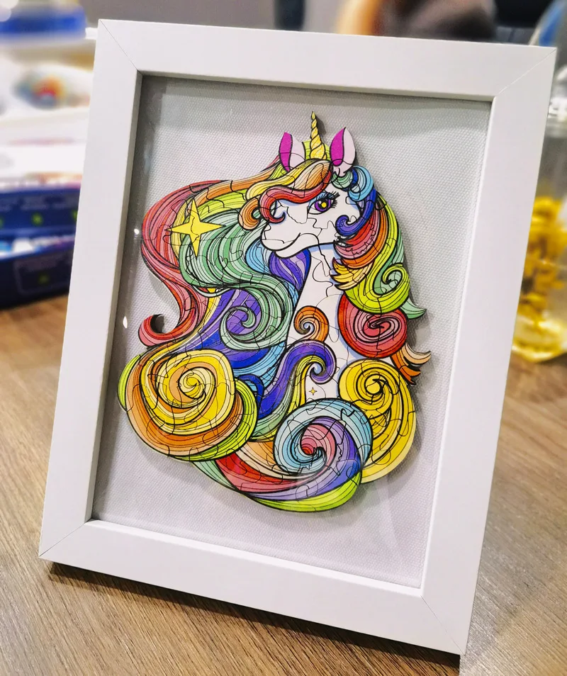 Wooden Unicorn Puzzle for Kids with Frame DIY Each Piece is Animal Shaped Christmas Gift Jigsaw | Игрушки и хобби