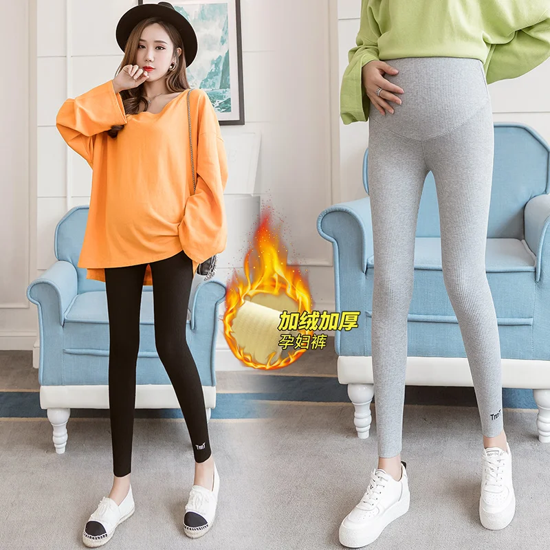 Winter Maternity Leggings Warm Trousers Plus Velvet Clothes Pregnancy Pants For Pregnant Women Thickened Leggings Clothing Pants