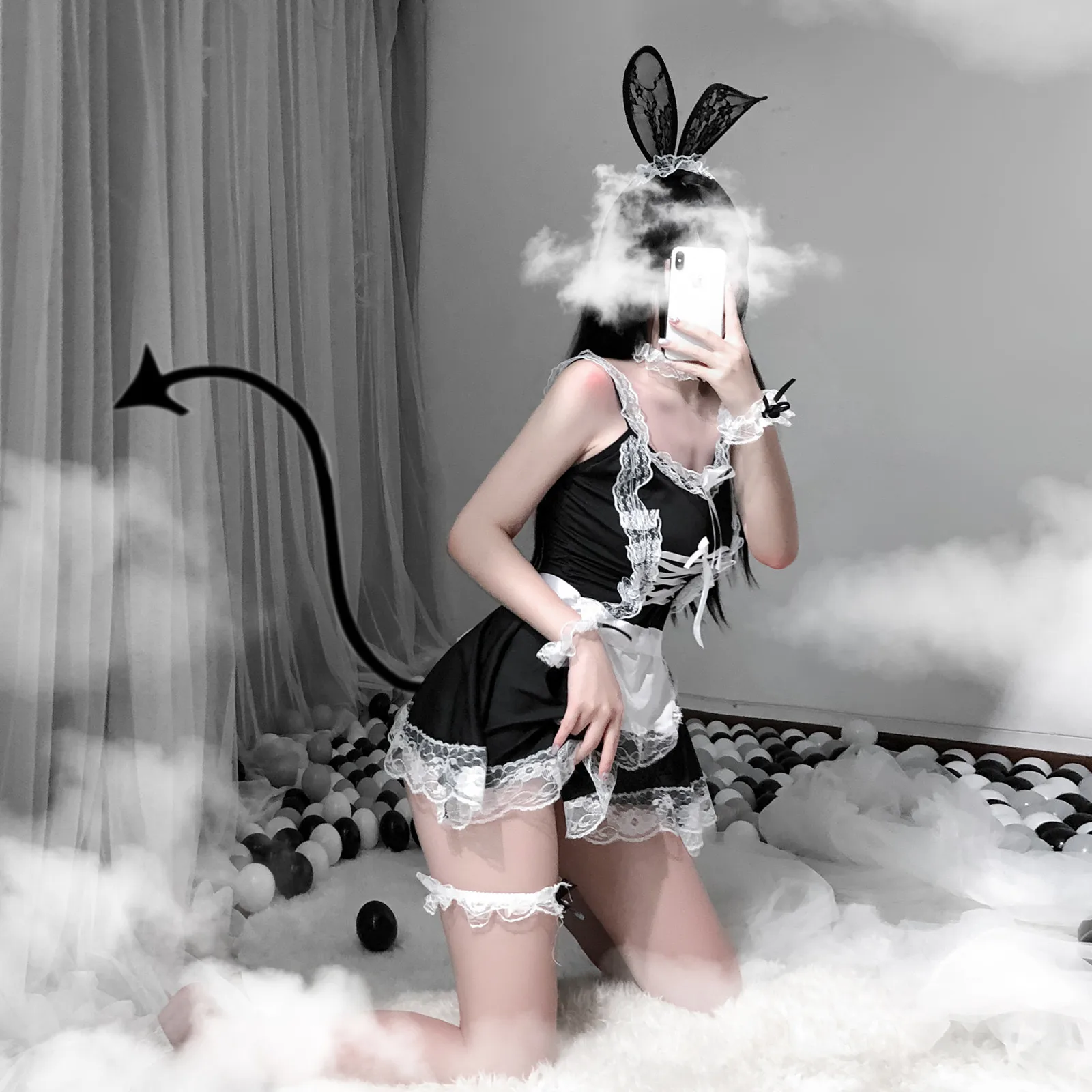 

Women Sexy Cosplay Babydoll Bow summer Dress Uniform Costume Servant Erotic Role Play French Apron Maid Dress P1