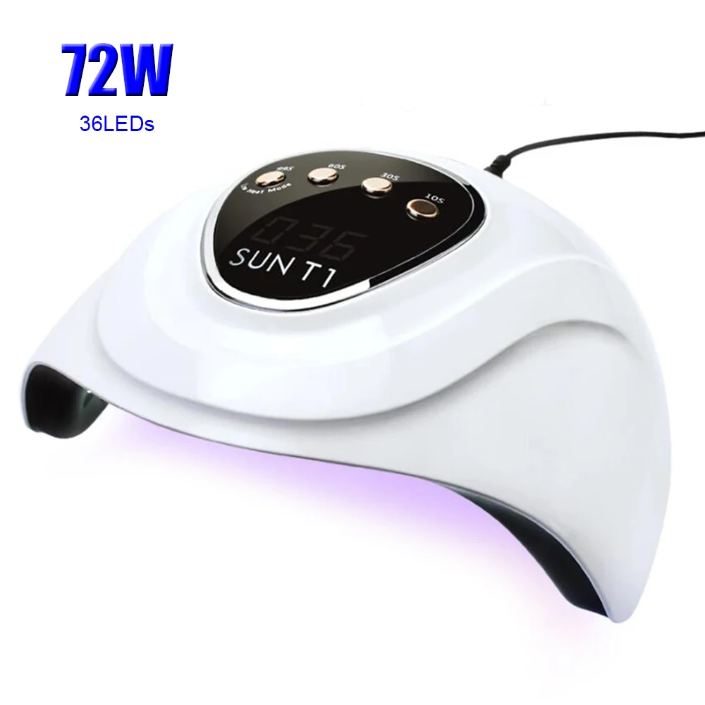 72 Вт Светодиодная УФ лампа для ногтей маникюра 36 светодиодных бусин всех гель