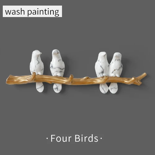White 4birds Настенный декор с птицами из смолы прививка стены крюк Дети орнамент держатели ключей стойки Домашнее пальто одежда полотенце шляпа Сумочка держатель Вешалка для сумок - Цвет: White 4birds