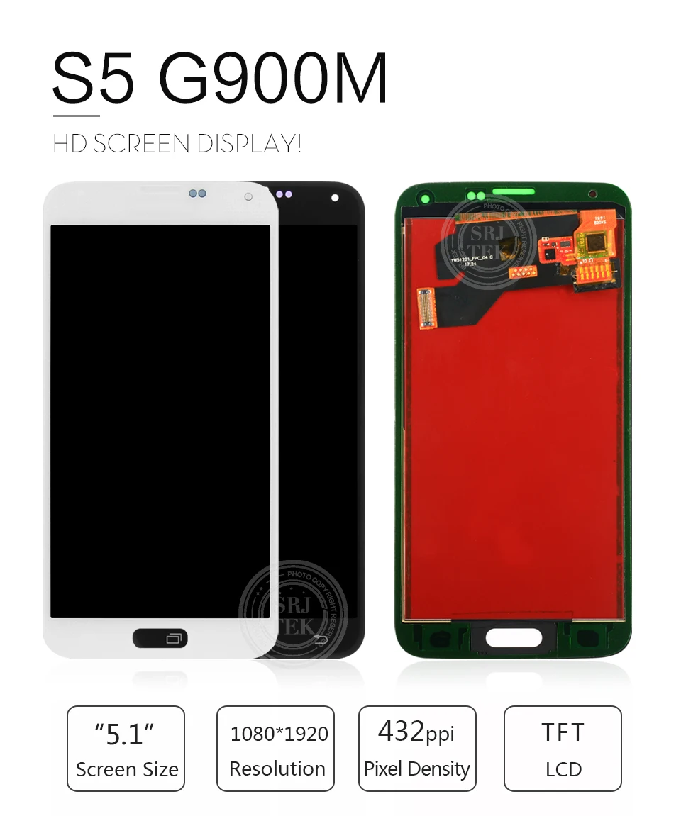 Srjtek для samsung S5 экран G900 Дисплей G900 ЖК-экран сенсорный дигитайзер сборка совместимый для samsung Galaxy S5 G900F ЖК