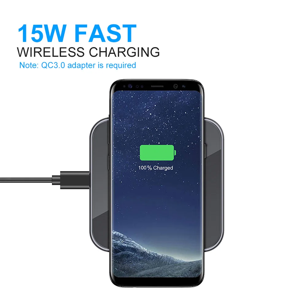 Беспроводное быстрое зарядное устройство Ascromy 15 Вт для samsung S10 huawei P30 Pro Xiaomi Qi