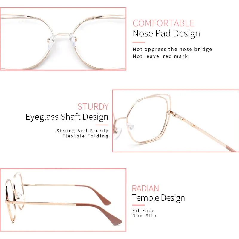 

LUCIDIE Fashion Women Myopia Glasses Frame Anti Blue Ray Eyeglasses Vintage Square Metal Eyewear Optical Prescription Spectacle