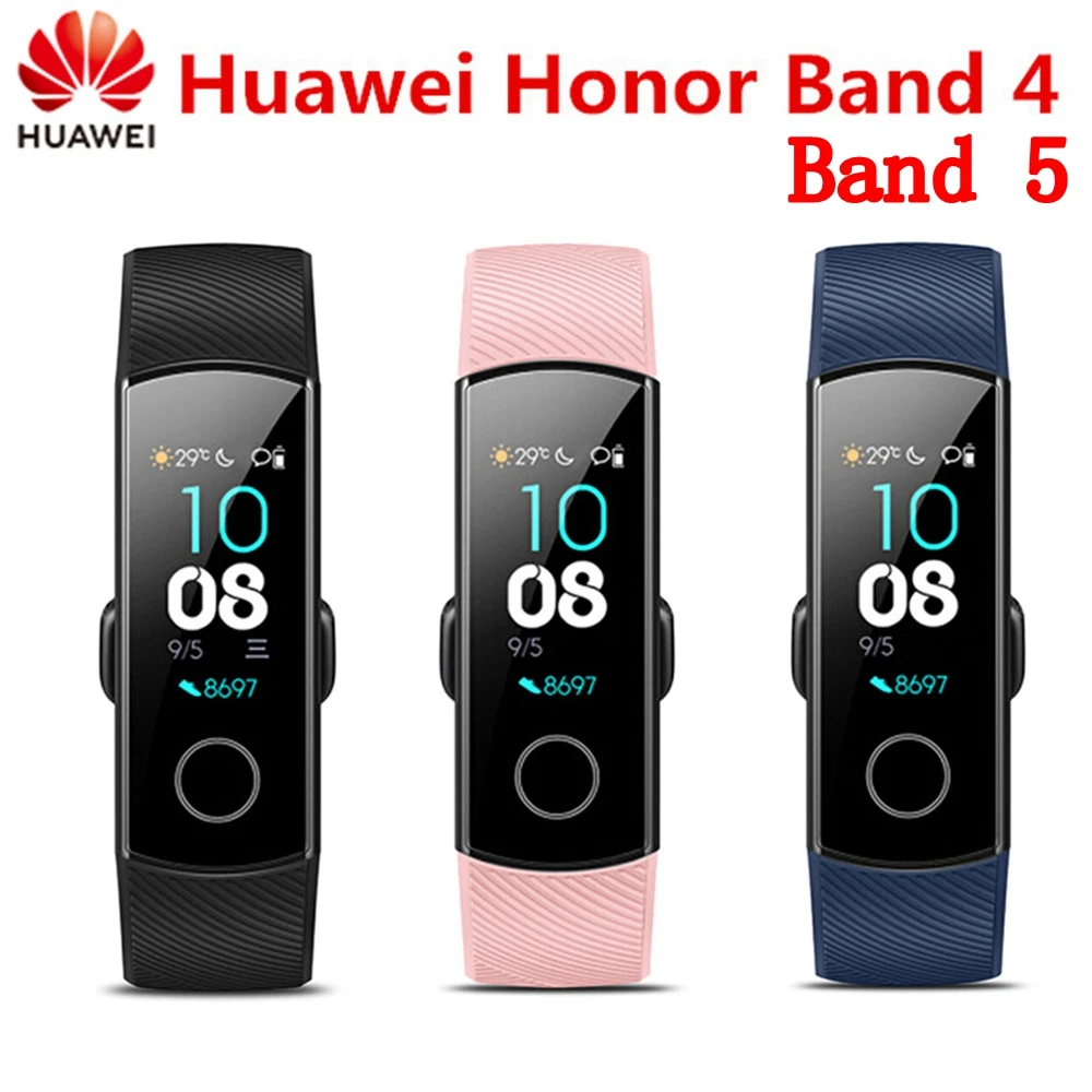Умный Браслет Huawei Honor Band 5, Оксиметр кислорода в крови, Honor Band 4, сенсорный экран, пульсометр, Кнопка сна, глобальная версия