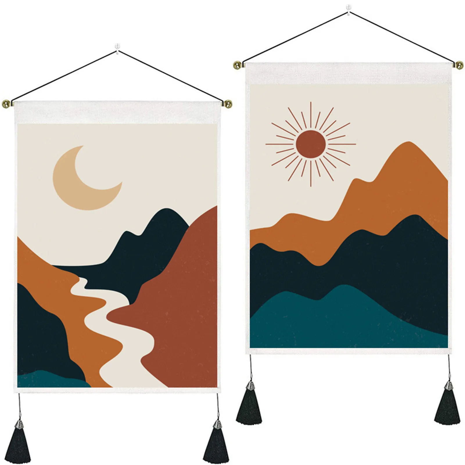 

Mountain Moon Tapestry Bohemian Decoration Wall Hanging Bedroom Starlight Art Home Decoration Sunset Tapestry River Sunrise