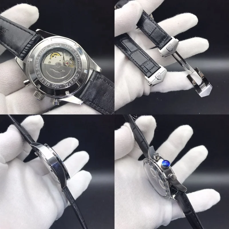 

New Automatic Mechanical Men Watch Silver Blue Stainless Steel Transparent Sapphire Glass AAA Glide Watches 931