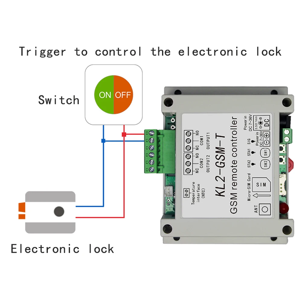 

KL2-GSM-T GSM Remote Controller Relay Intelligent Switch Access Controller with 2 Relay Output One NTC Temperature Sensor5