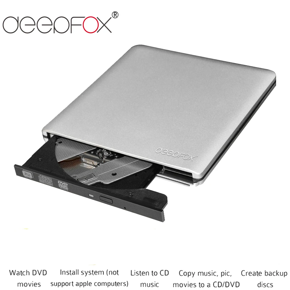 Deepfox оптический привод DVD ROM CD RW USB 3 0 CD/DVD Плеер ридер записывающее портативное