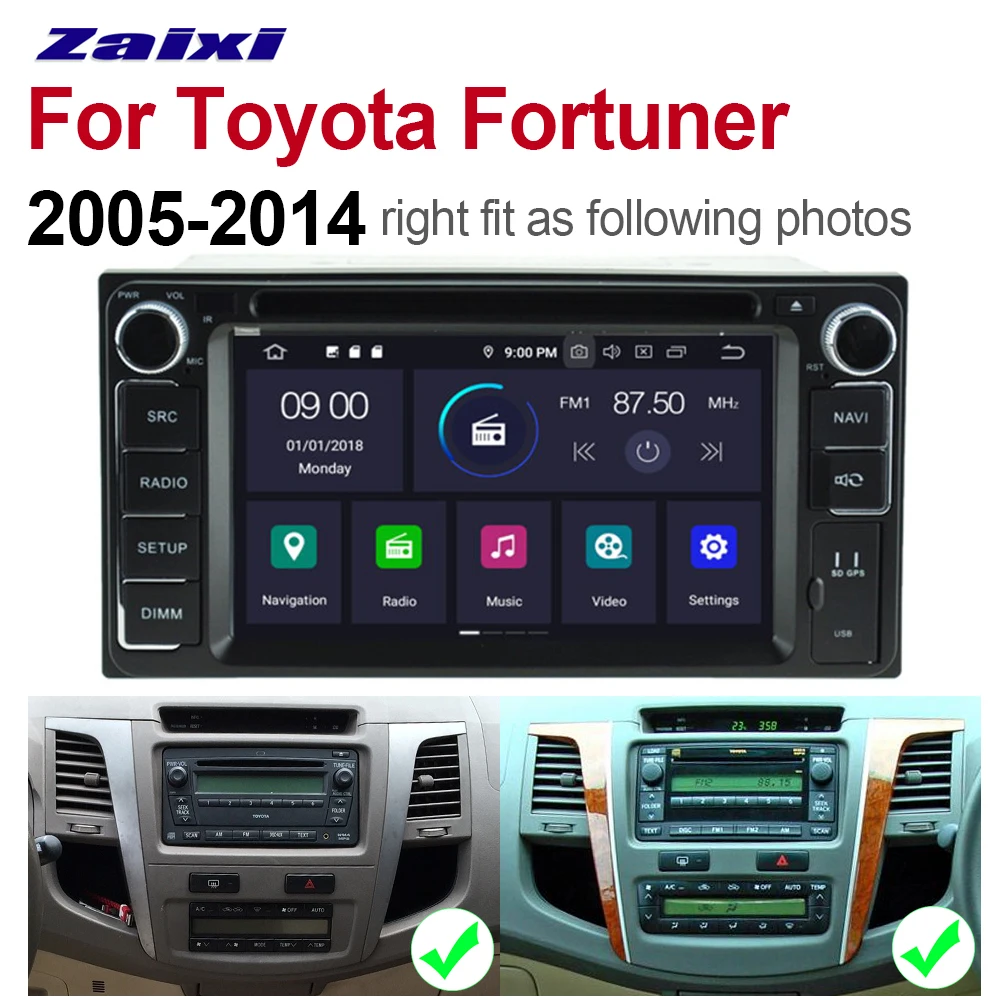 ZaiXi 4 ГБ android 9 0 автомобильный dvd плеер для Toyota Fortuner 2005 ~ 2014 Мультимедиа GPS навигация