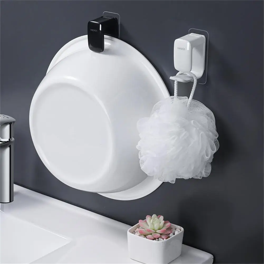 

Storage Rack Wall-hung Punch-free Adjustable Plastic Hanging Type Storage Hook for Bathroom