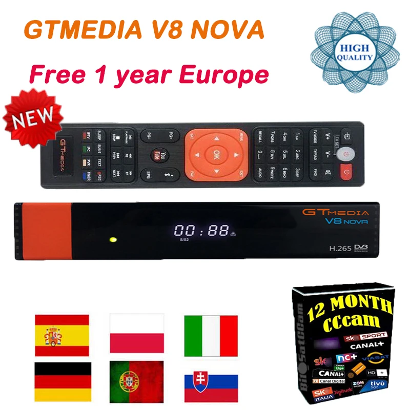 Горячая GTMedia V8 Nova супер спутниковый ТВ приемник 1 Год Бесплатная Европейская