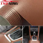 Коричневый кожаный узор, ПВХ-клей наклейки из виниловой пленки, для автомобильного кузова, внутреннее украшение, виниловая пленка, автомобильная кожаная пленка