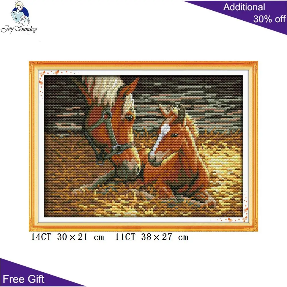 Вышивка крестом Joy Sunday Horse D500(2) 14CT 11CT Набор для вышивки крестиком с надписью и