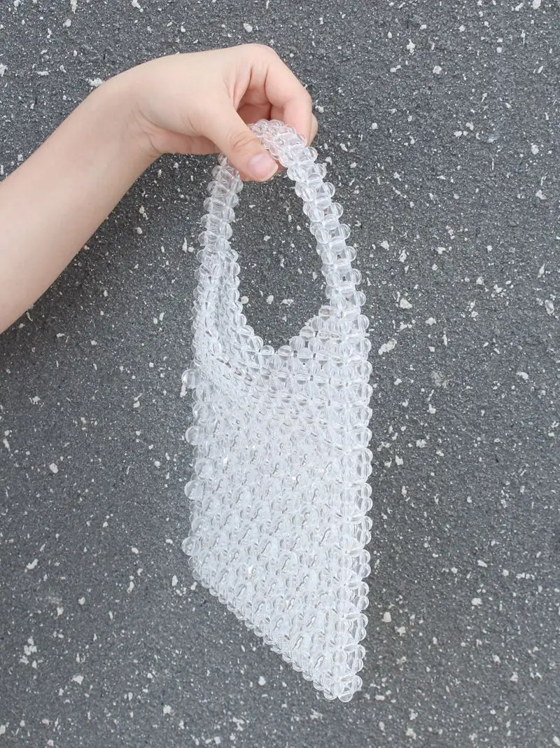 

luxury designer handbag designer ladies evening bag ladies wedding bag high quality transparent color handmade crystal pearl bag