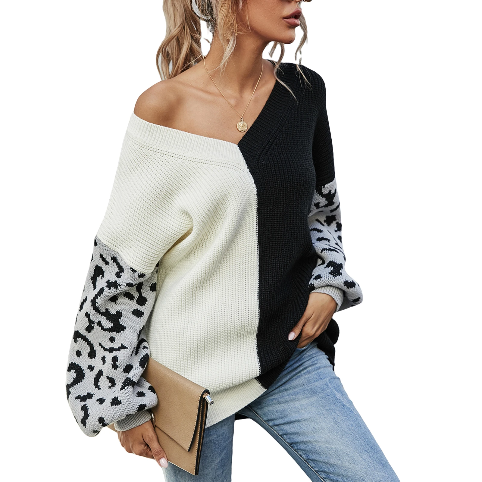 

Пуловер женский вязаный IMCUTE Y2K, с V-образным вырезом и длинным рукавом