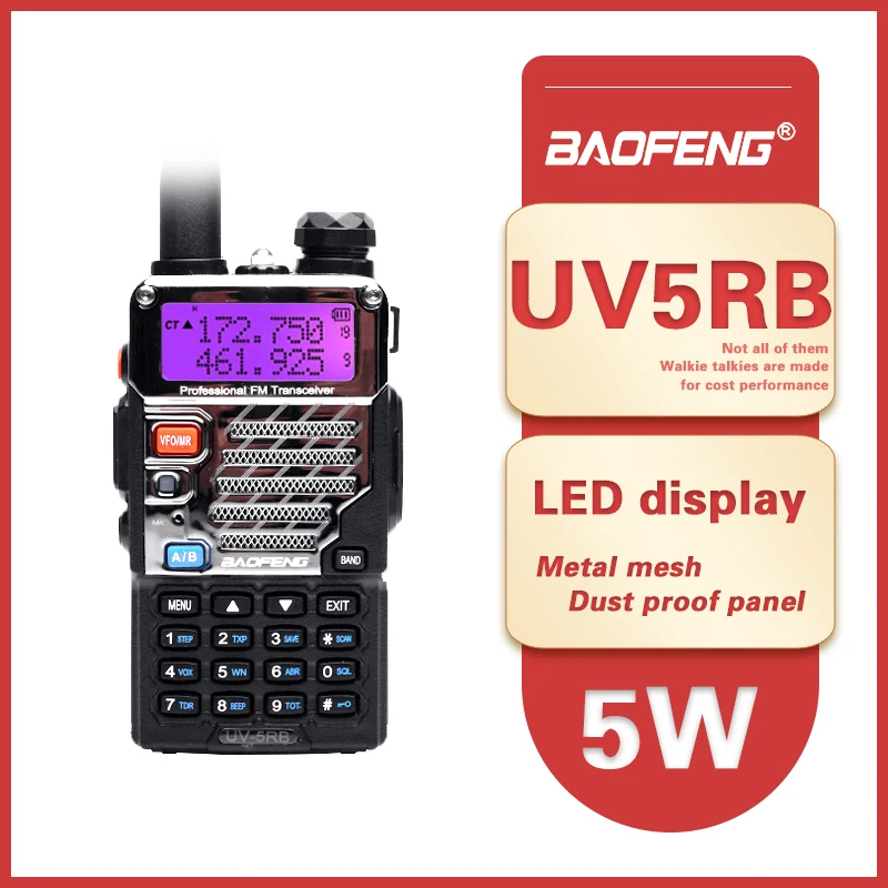 

Baofeng UV-5R B LED Screen 5W 1800mAh For Police Walkie Talkies Scanner Radio Dual Band Cb Ham Radio Transceiver 136-174MHz