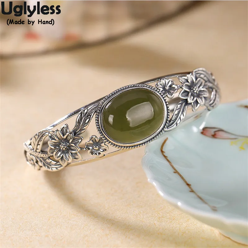 

Женский браслет из тайского серебра Uglyless, винтажный браслет из настоящего серебра широкие браслеты пробы, 925
