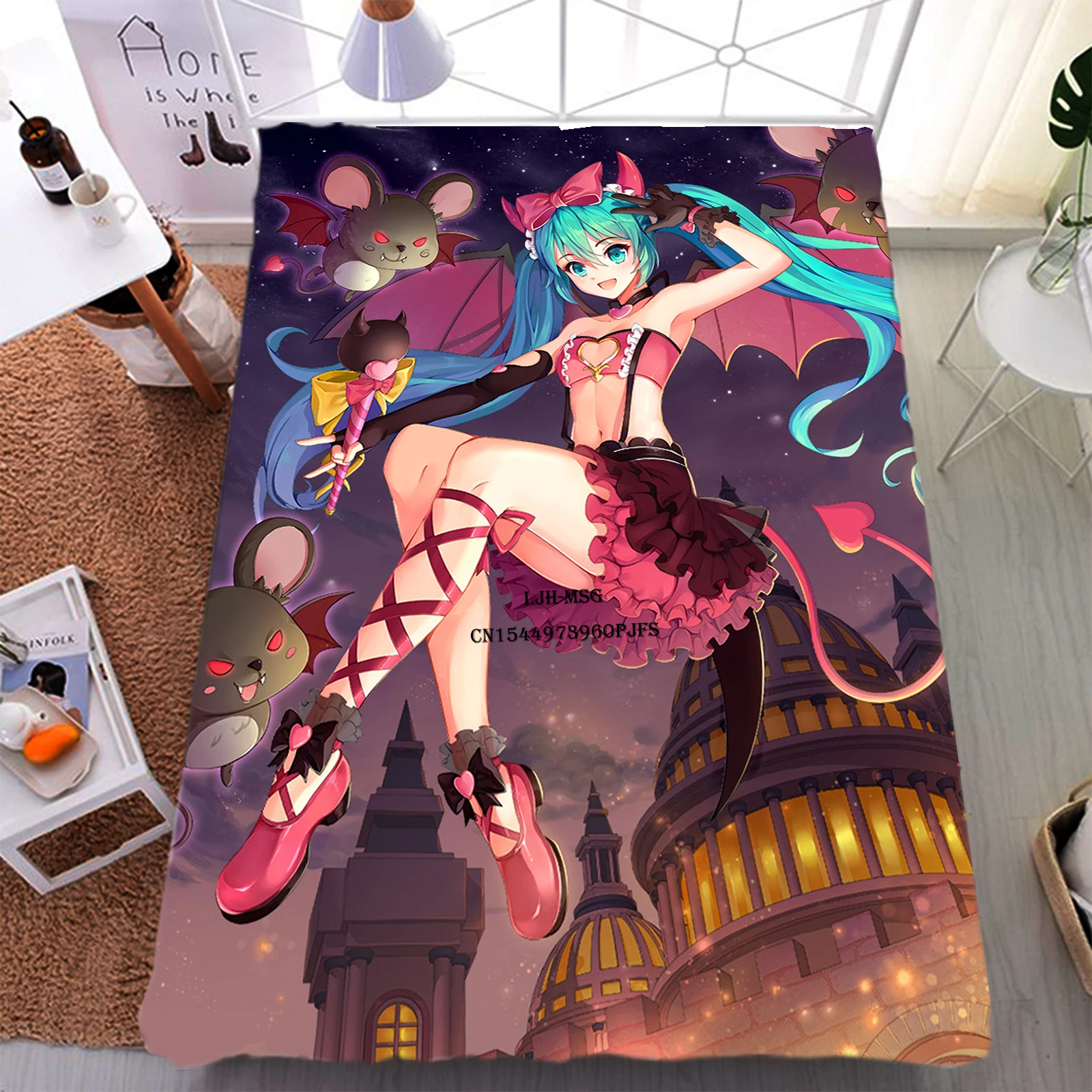 

Miku Blanket Flannel VOCALOID Virtual Idol Anime Stuff Adult Doujin Poster Soft Throw Blankets for Bedding Travel Sexy Throws