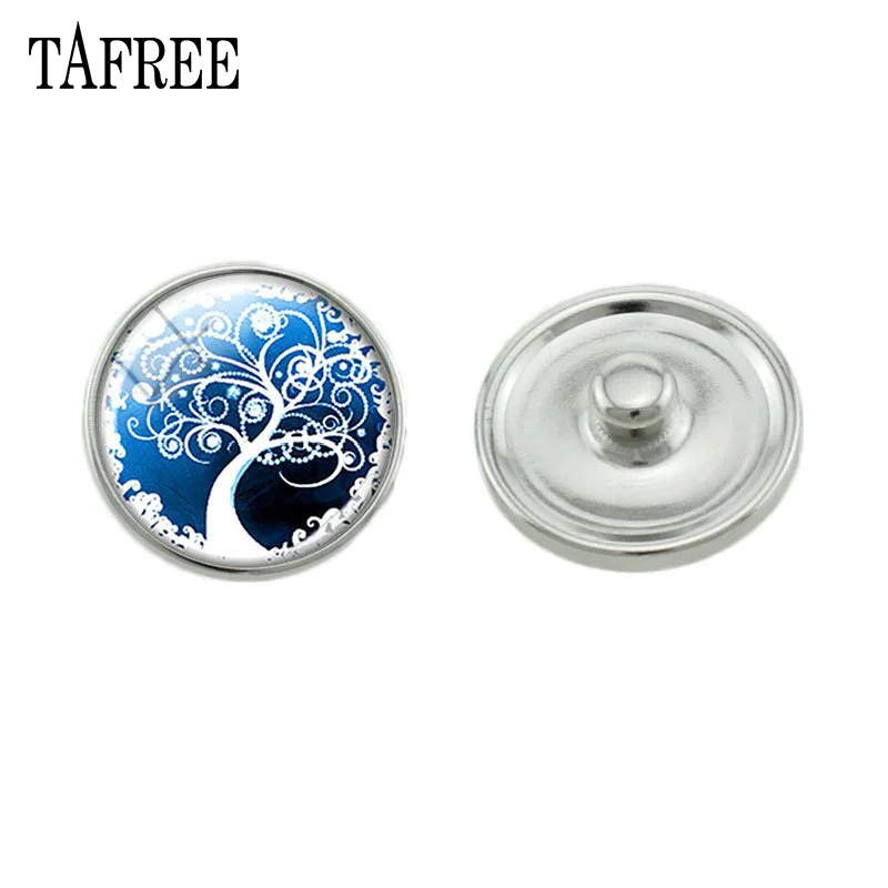 

TAFREE Exquisite life tree Glass Cabochon Snap Button Metal DIY Jewelry Findings For Bracelet Necklace Earring 5pcs/lot WNK196
