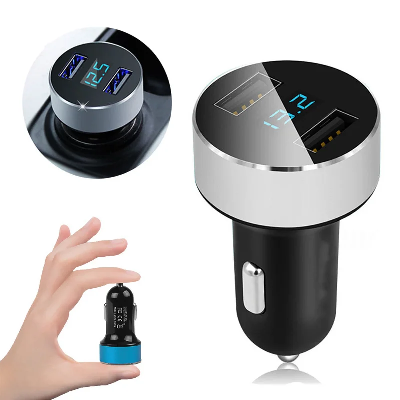 

3.1A Dual USB Universal Car Charger with LED Display Cigarette Lighter Adapter Splitter Potable Auto Small Charger