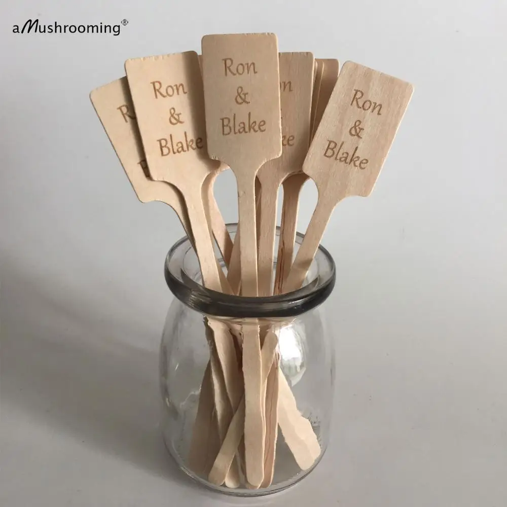 X50 персонализированные гравированная лазером древесина Кофе мешалки для свадьбы