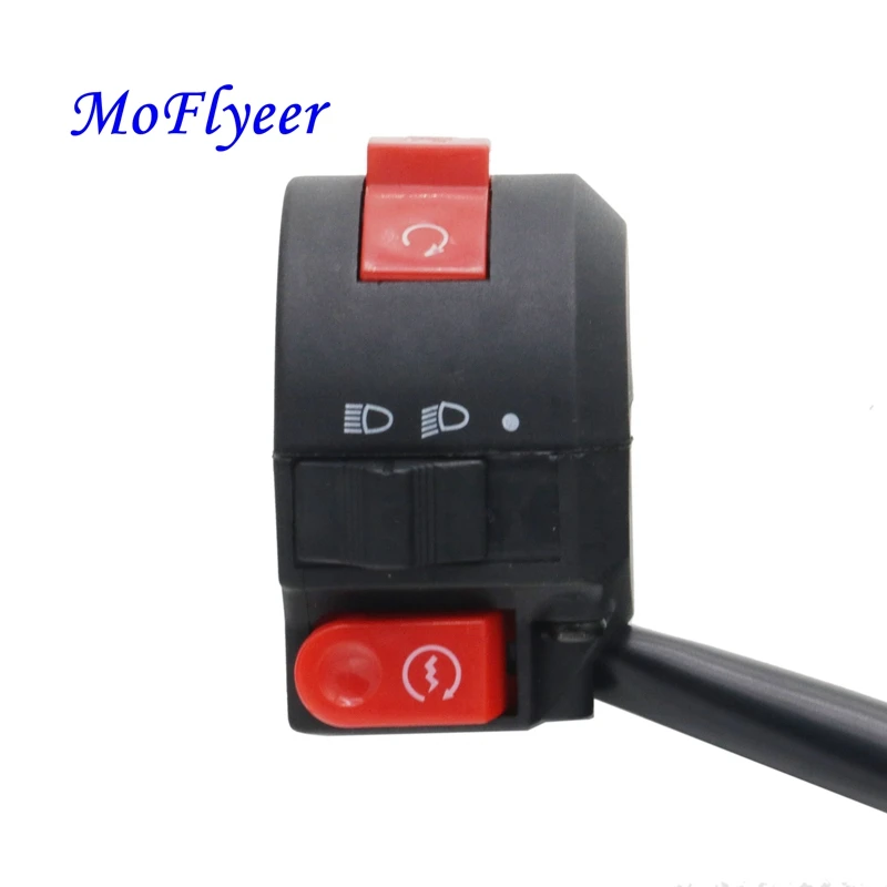 MoFlyeer 22mm Motorcycle Switches Horn Button Turn Signal Electric Fog Lamp Light   Start Motorbike Handlebar Controller Switch