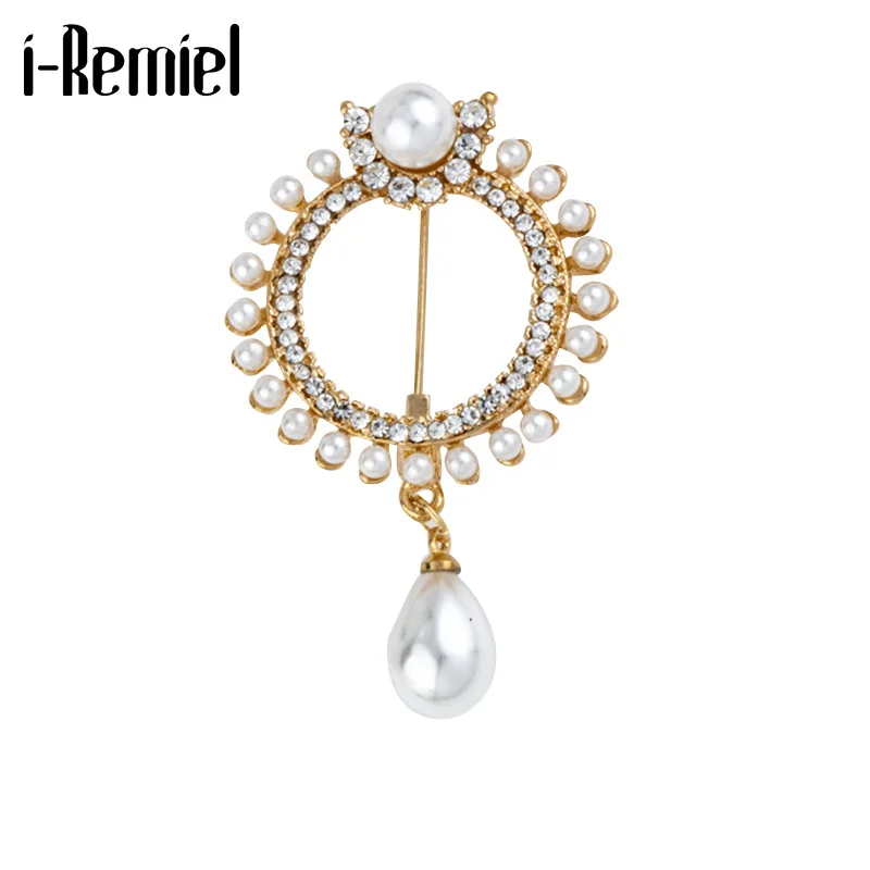 Корейские высококачественные стразы Брошь В Виде Короны булавка с жемчугом