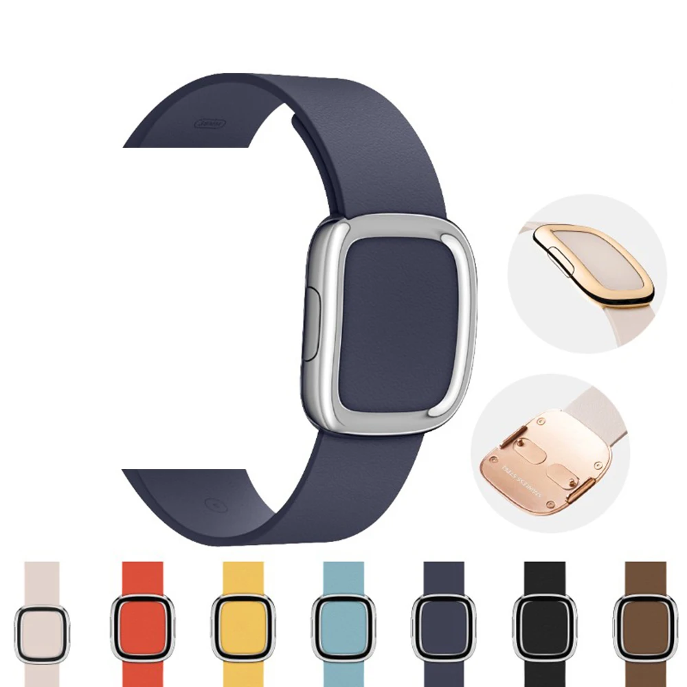 Ремешок из натуральной кожи для Apple Watch band 4 5 44 мм 40 современные ремешки с пряжками