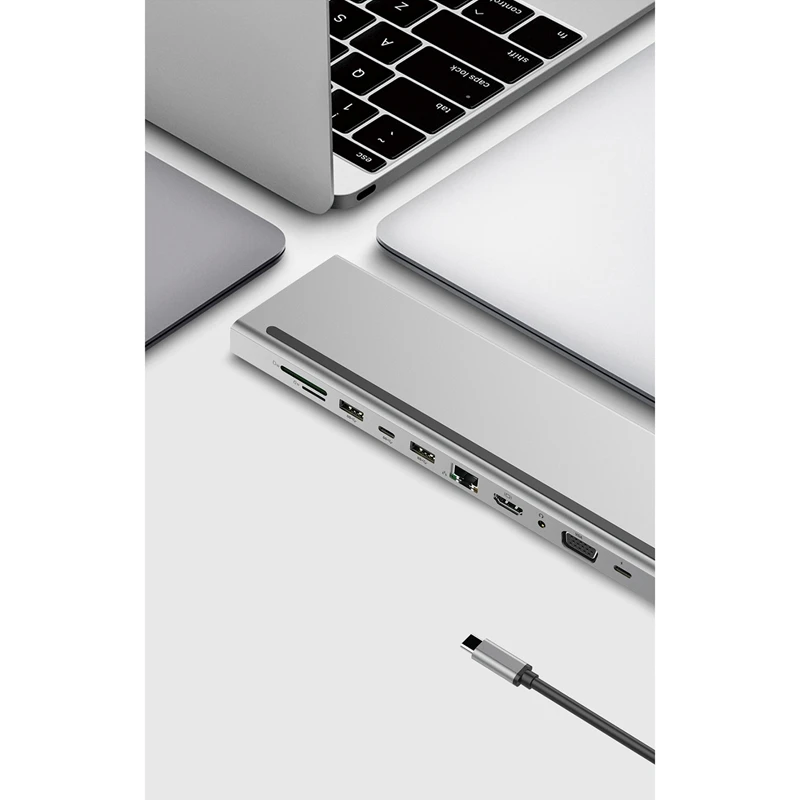 

USB C HUB Type C Docking Station USB 3.0+HDMI-Compatible+VGA+RJ45+PD Fast Charge for Laptop PC