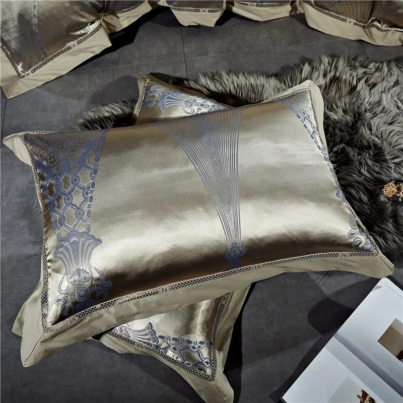 

New Luxury European Satin Silk Jacquard Cotton Bedding Set Gorgeous Silky Soft Duvet Cover Bed Sheet Pillowcase Home Textile