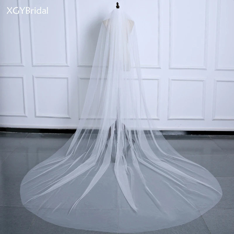 

Hot Sell Wedding Veil Cathedral One Layer Long Bridal Veil White/Ivory With Comb Veil Wedding accessories Bride Headdress Tulle