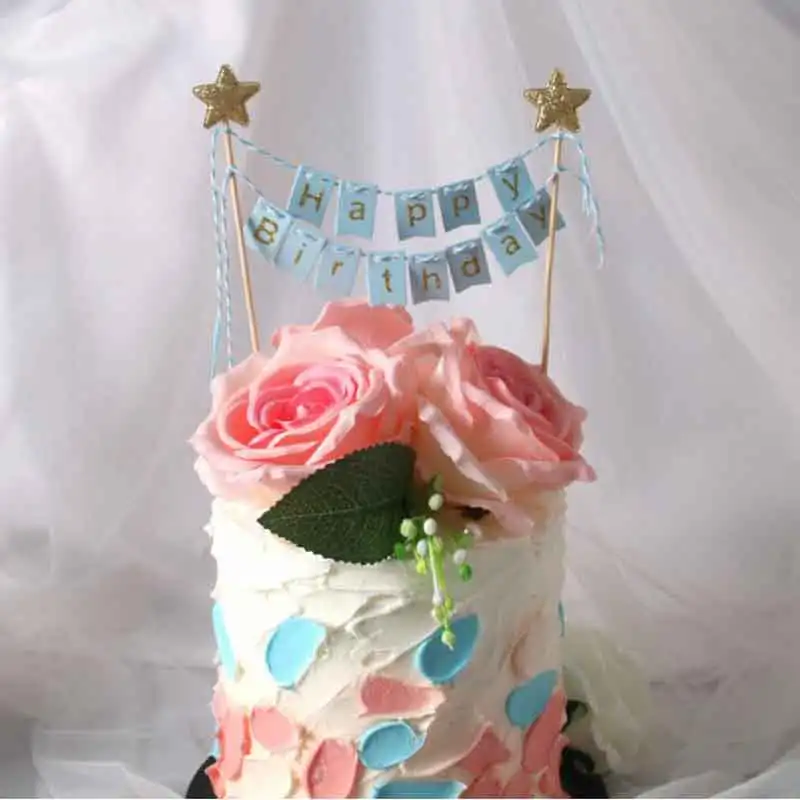 Фотофлаг баннер украшение для торта на 1 й день рождения мальчиков и девочек