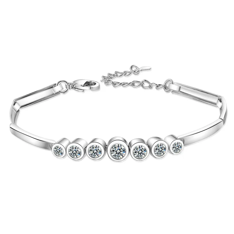 

Женский модный браслет из стерлингового серебра 925 пробы, 2 шт., аксессуары для женщин, модные круглые браслеты с кристаллами, Женские Ювелирные изделия, подарок для влюбленных