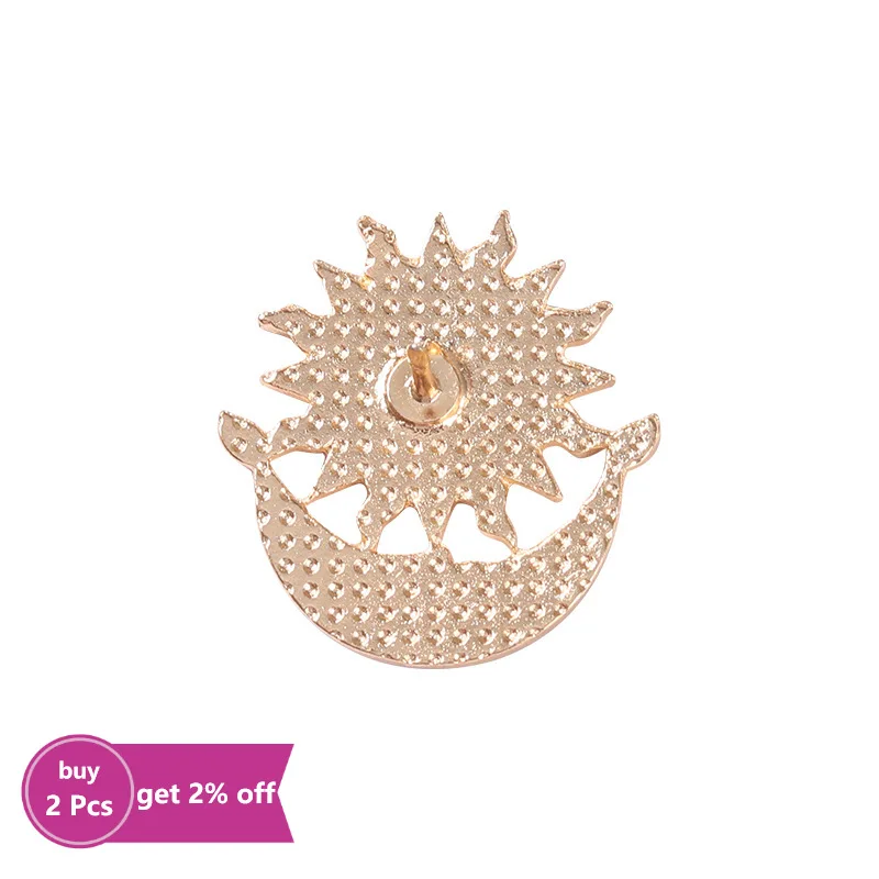 Черно-белая эмалированная заколка на лацкан с солнцем и луной оптовая продажа