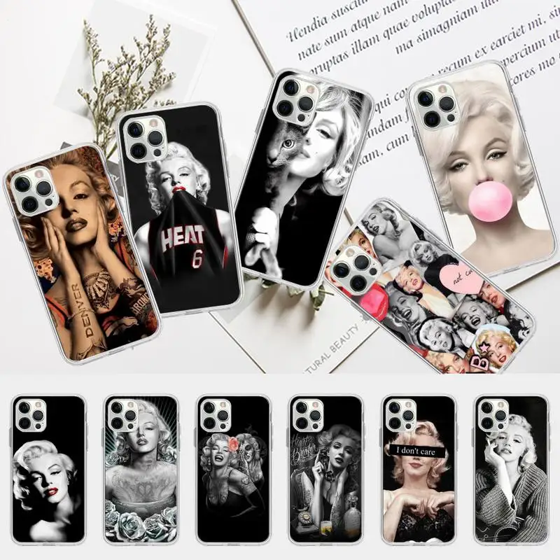 

Marilyn Monroe With a Cat Phone Case for iPhone 13 12 mini 11 pro Xs max Xr X 8 7 6 6s Plus 5s cover