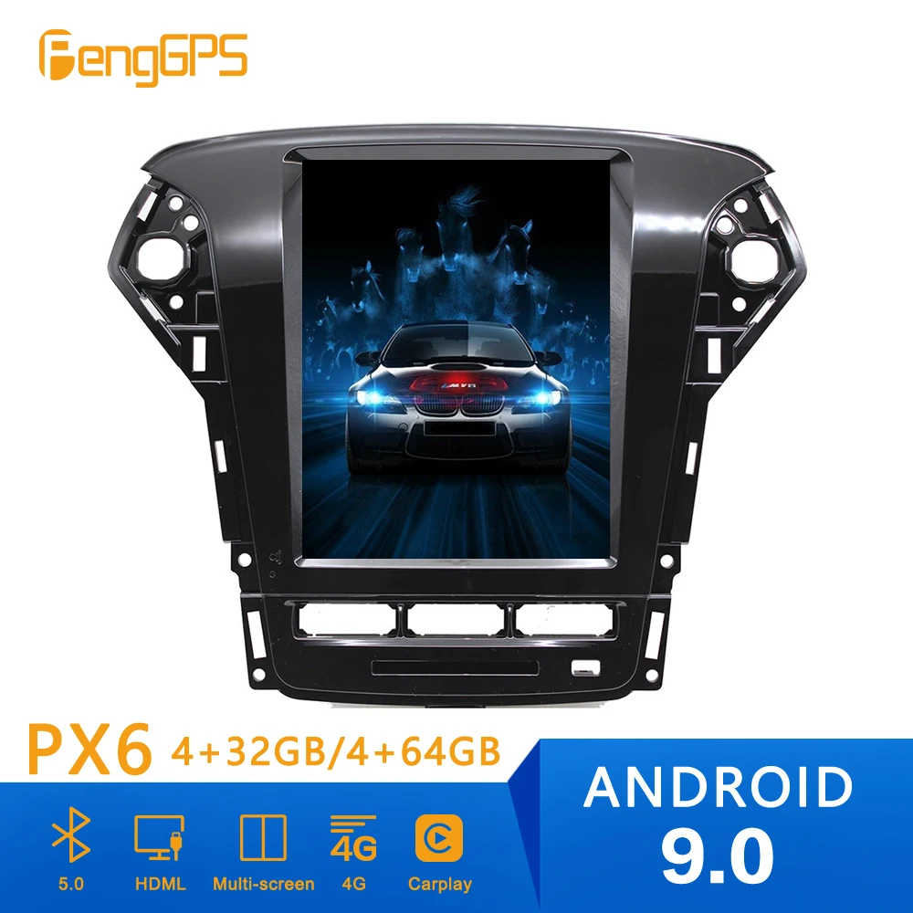 

Автомобильный DVD-плеер PX6 на платформе Android 9 в стиле Tesla, GPS-навигация для Ford Mondeo MK4 2011-2014, стерео головное устройство, мультимедийный плеер