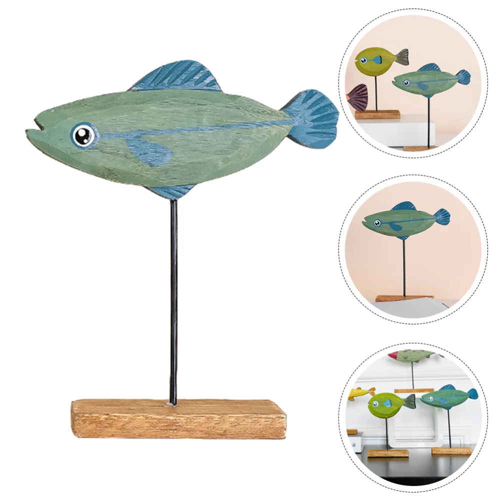 

Christmas Fish Decor Cartoon Christmas Ornament Wooden Fish Desktop Adornment