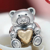 amaia hot sale genuine 100 925 sterling silver love teddy bear beads fit original bracelet necklace diy jewelry