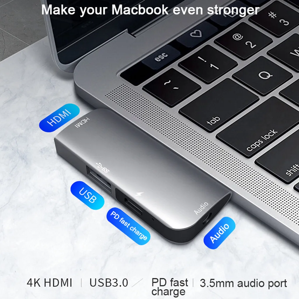 4 in1 Тип C к HDMI PD док-станция USB 3 0 адаптер быстрой зарядки 5 мм аудио Интерфейс