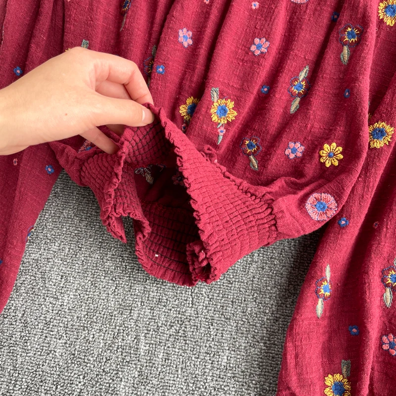 

Short Boho Blouse 2021 Floral Embroidery Sexy Off Shoulder Summer Crop Top Long Sleeve Chic Shirt Women Blouses Hippie Blusas