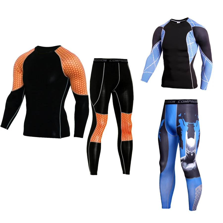 Мужской костюм для фитнеса MMA тепловой надувной Рашгард фитнес тактика Леггинс