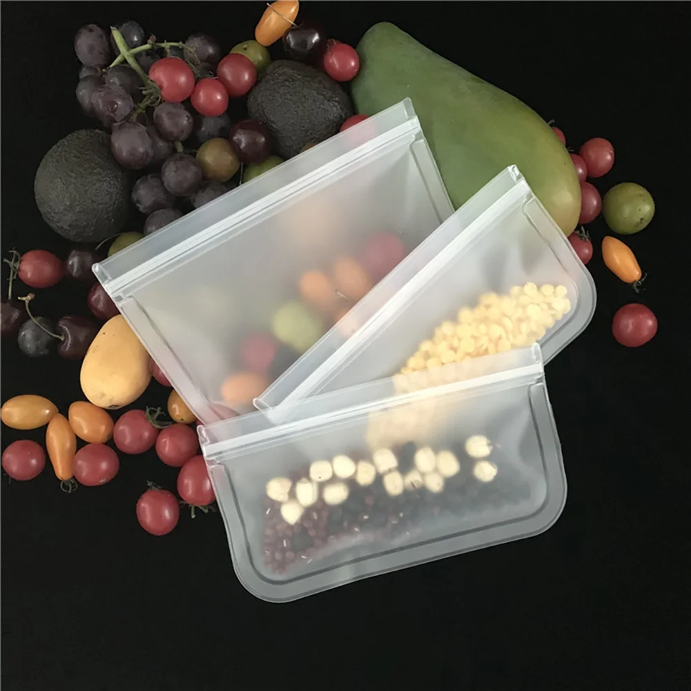 

7Pcs/Set Silicone Bag PEVA Silicone Food Storage Bag Containers Leakproof Reusable Shut Bag Fresh Bag Food Storage Bag
